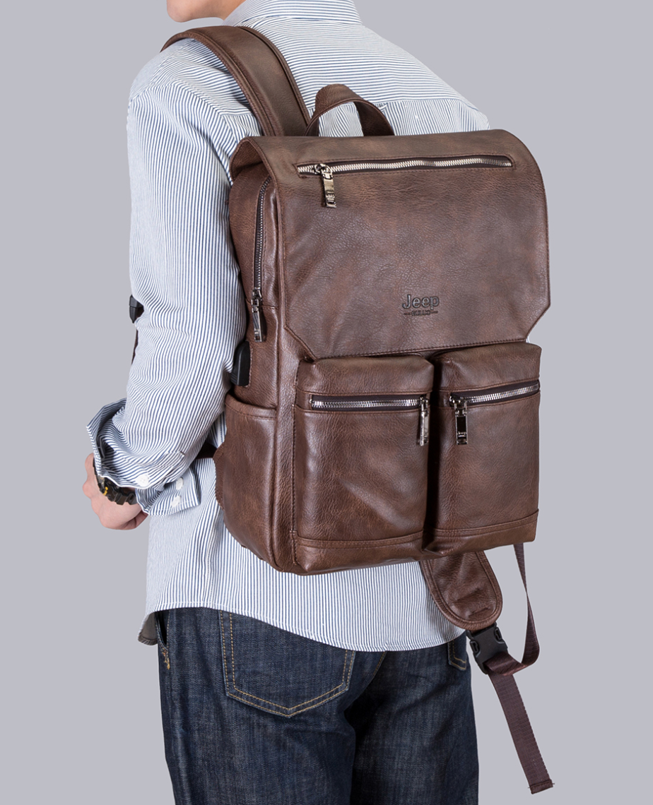 Mochila em Couro Samicce® S049 - Versão JeepBuluo