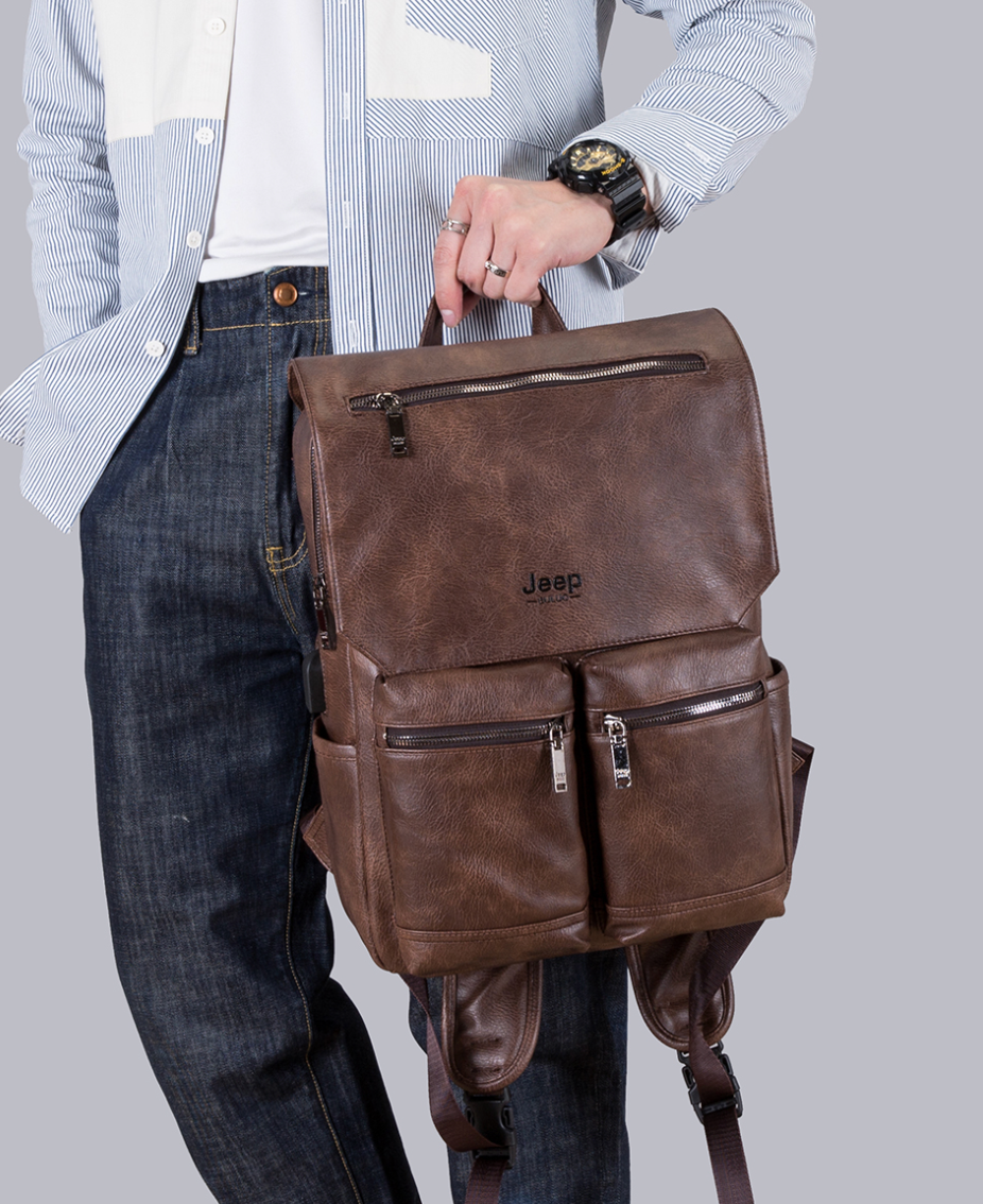 Mochila em Couro Samicce® S049 - Versão JeepBuluo